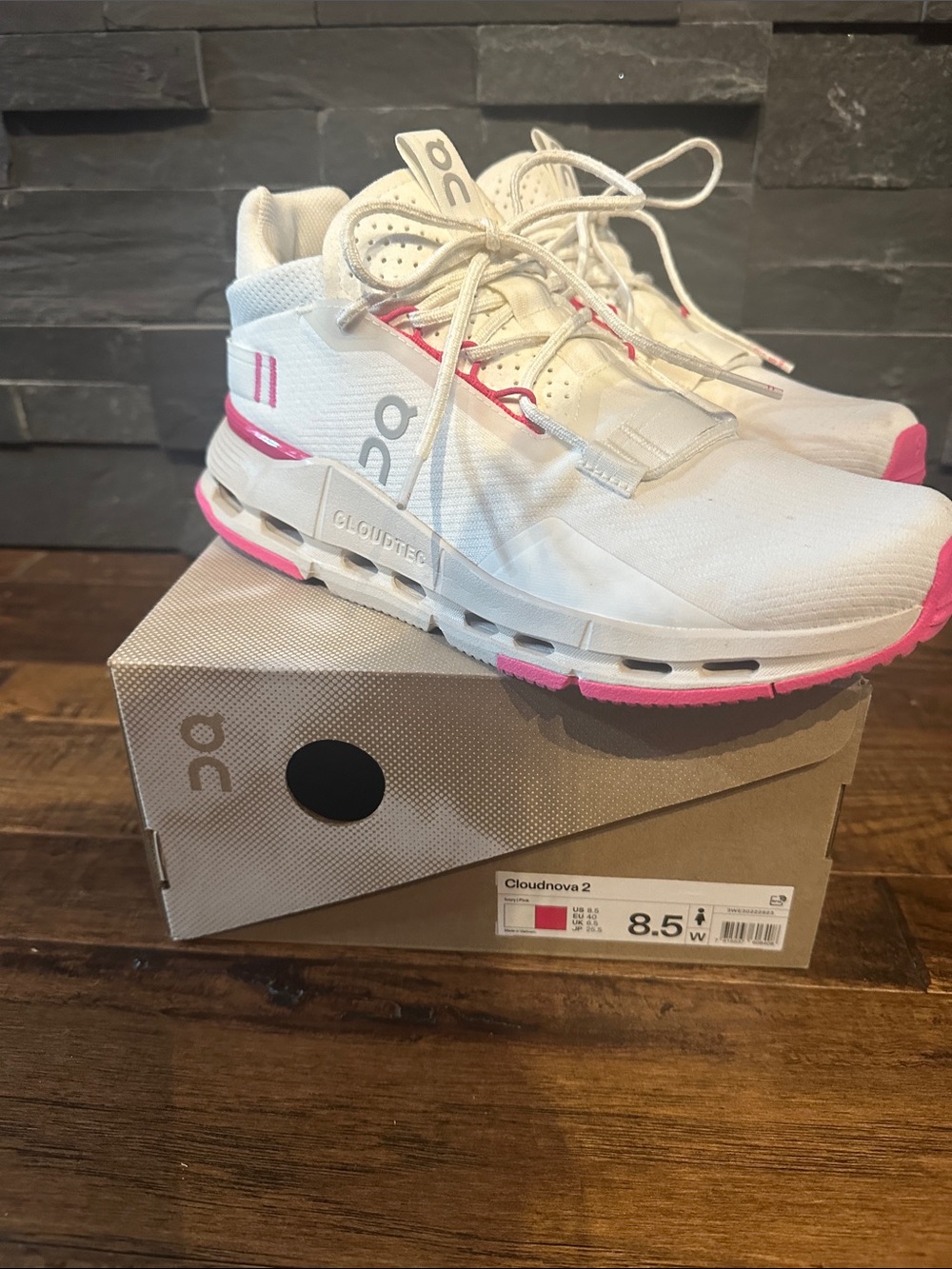 On Running Cloudnova 2 Women's Sneakers - White with Pink Accents